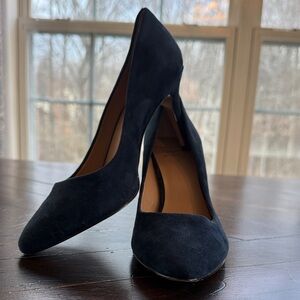 INC Navy Suede-Like Pumps